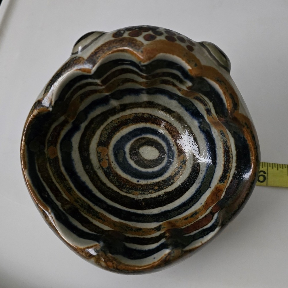 Ken Edwards Tonala Mexico Pottery Frog Trinket Dish Signed Folk Art Stoneware